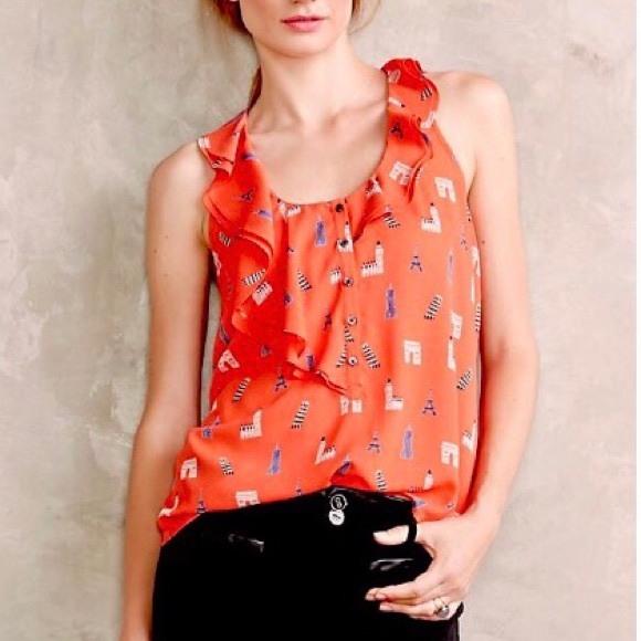 Anthropologie Tops - Anthropologie Landmark Print Sleeveless Top, 12
